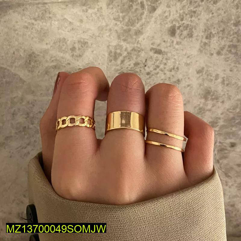 Black Hip Hop Rings Set 3 Pcs Adjustable Matte Finish