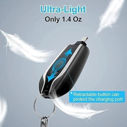 Keychain Power Bank Black Portable USB Charging