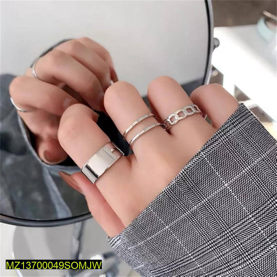 Black Hip Hop Rings Set 3 Pcs Adjustable Matte Finish