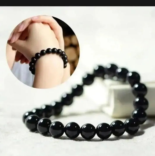 Black Bead Adjustable Bracelet for Men & Women