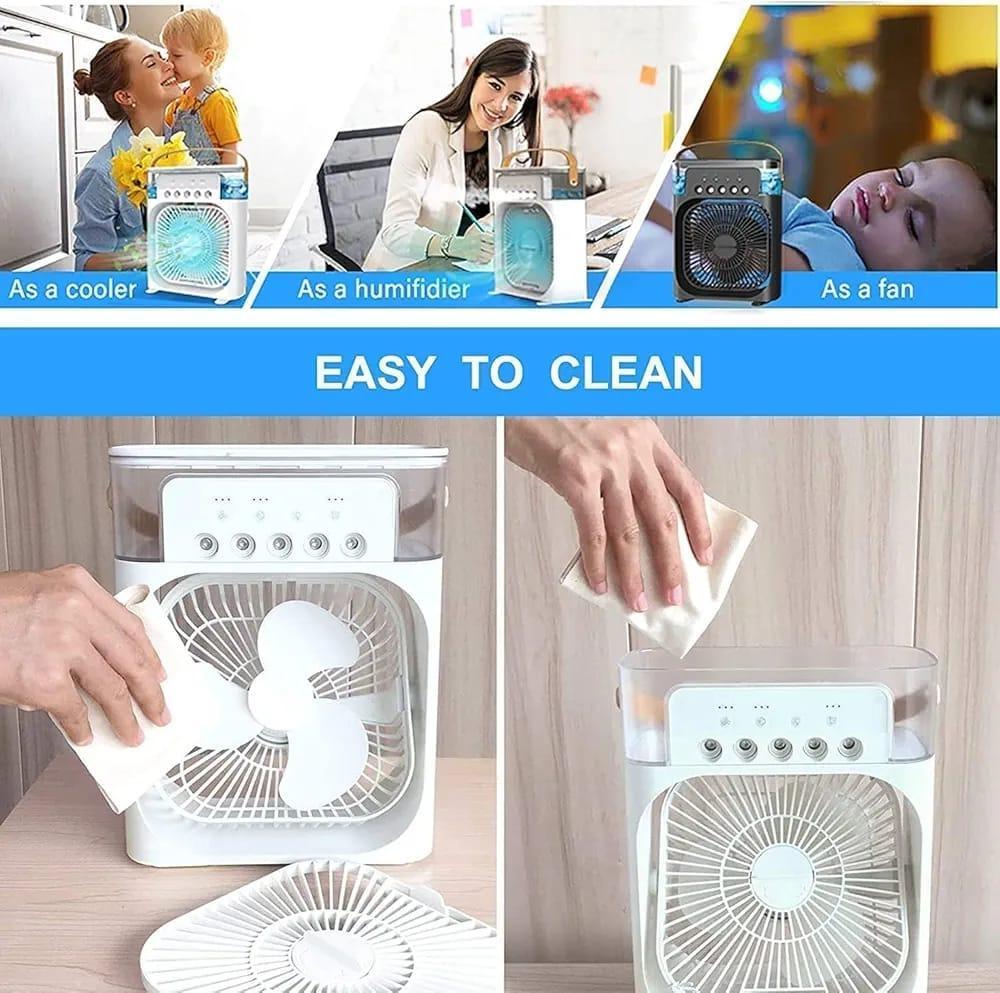 Portable Mini Air Cooler with Night Light - Black White Green