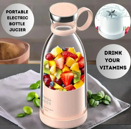 Portable Electric Juicer Bottle 420ml Pink Rechargeable