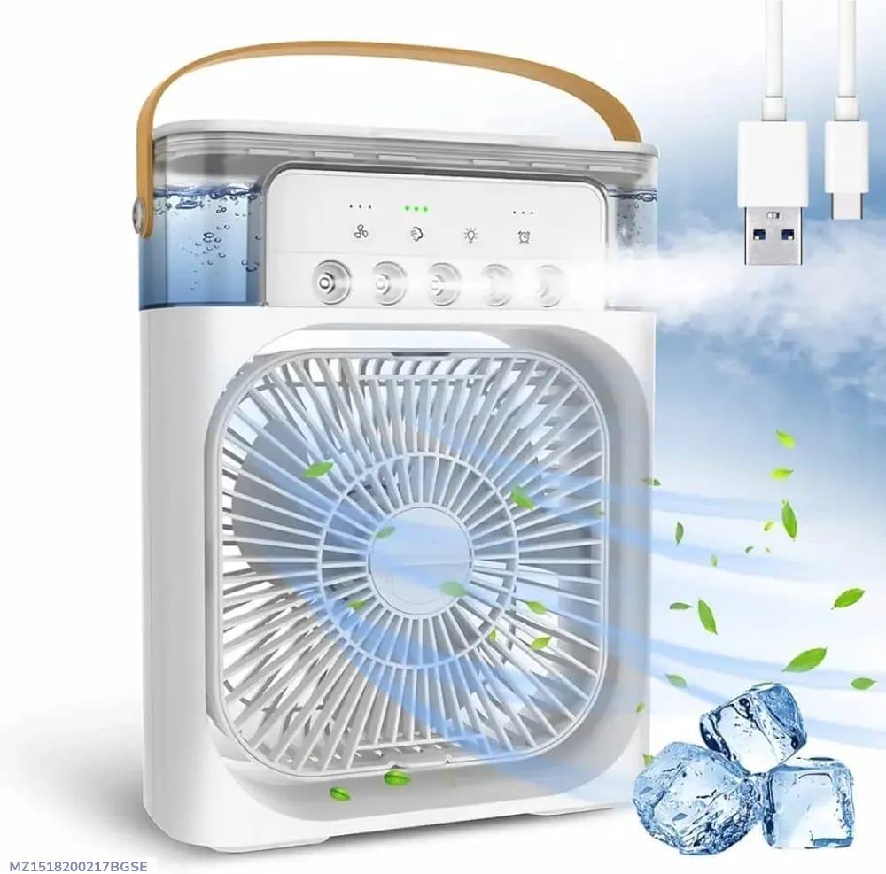Portable Mini Air Cooler with Night Light - Black White Green