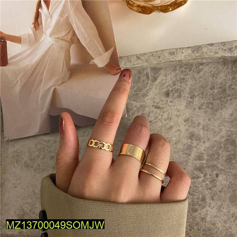 Black Hip Hop Rings Set 3 Pcs Adjustable Matte Finish