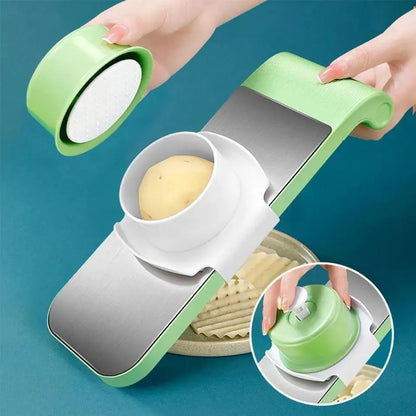 5-in-1 Manual Vegetable Slicer Cutter with 5 Blades & Collection Basin