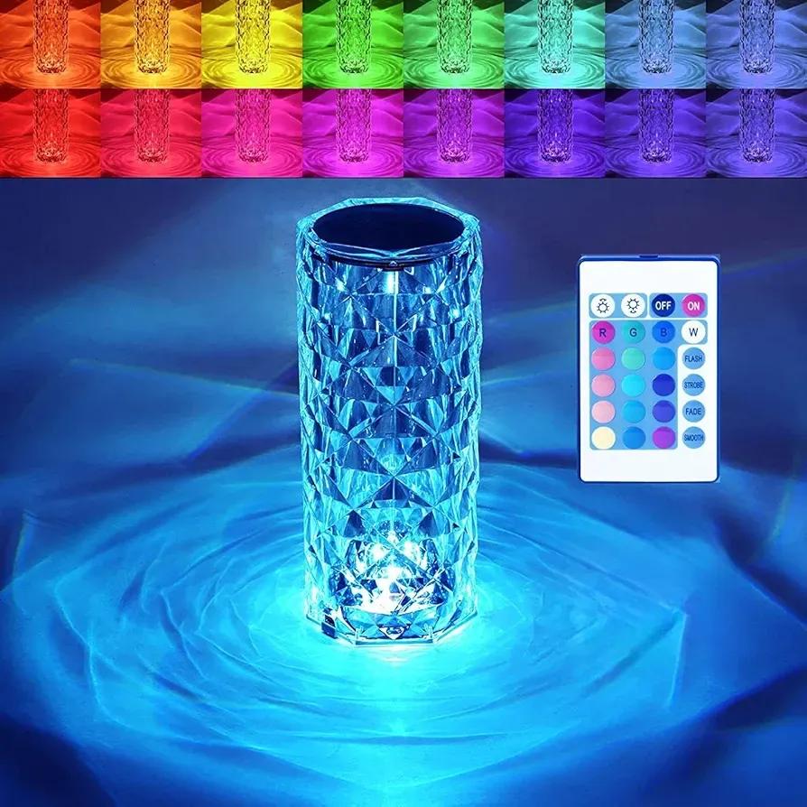 Rechargeable Table Lamp with Remote Control, ABS Plastic, 16 Colors