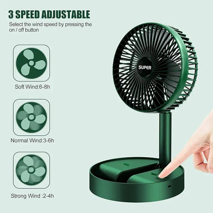 Rechargeable Green Portable Fan for Home Office Travel